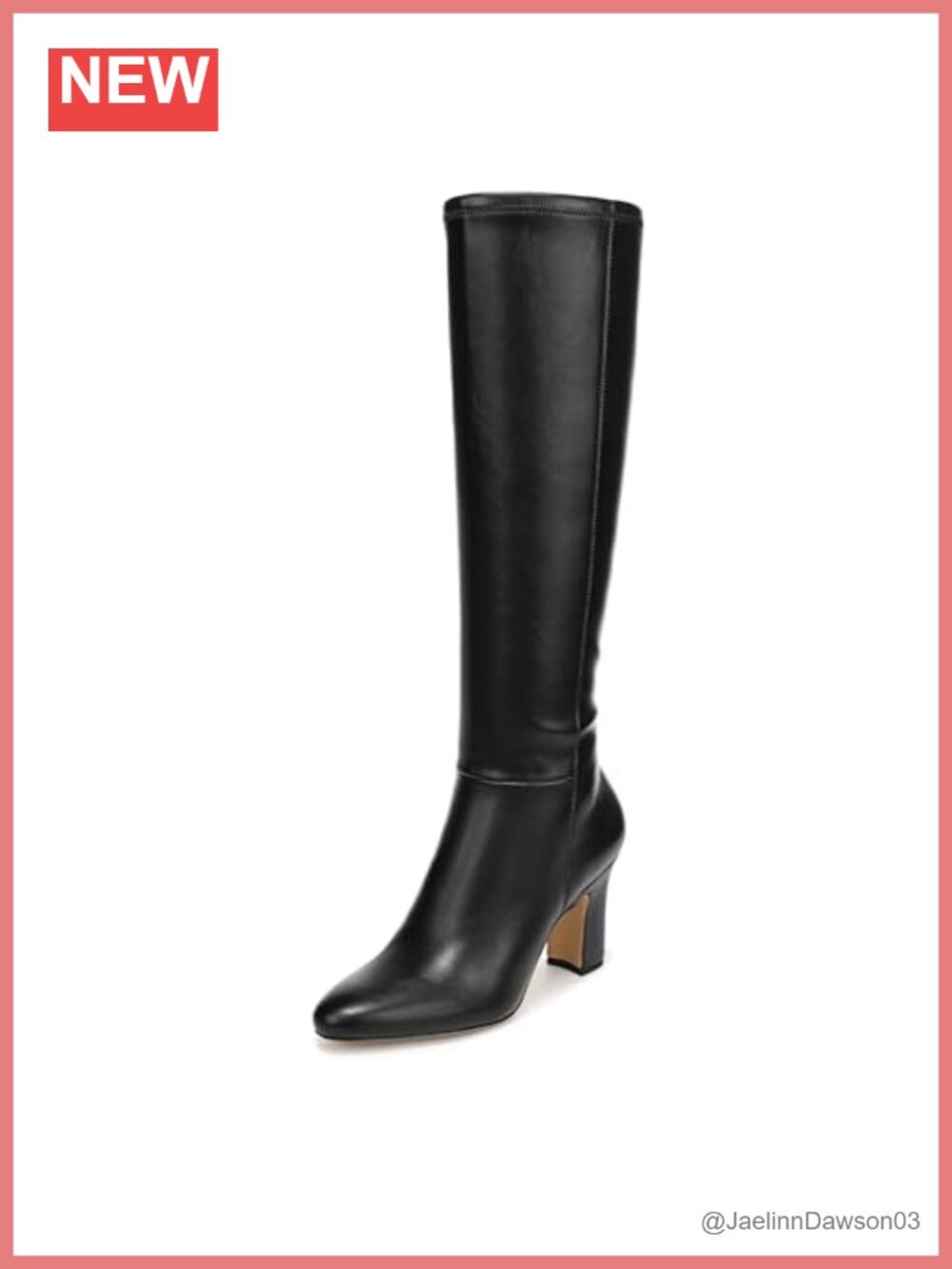 Wide Calf Knee High Zip Block Heel Dress Boots